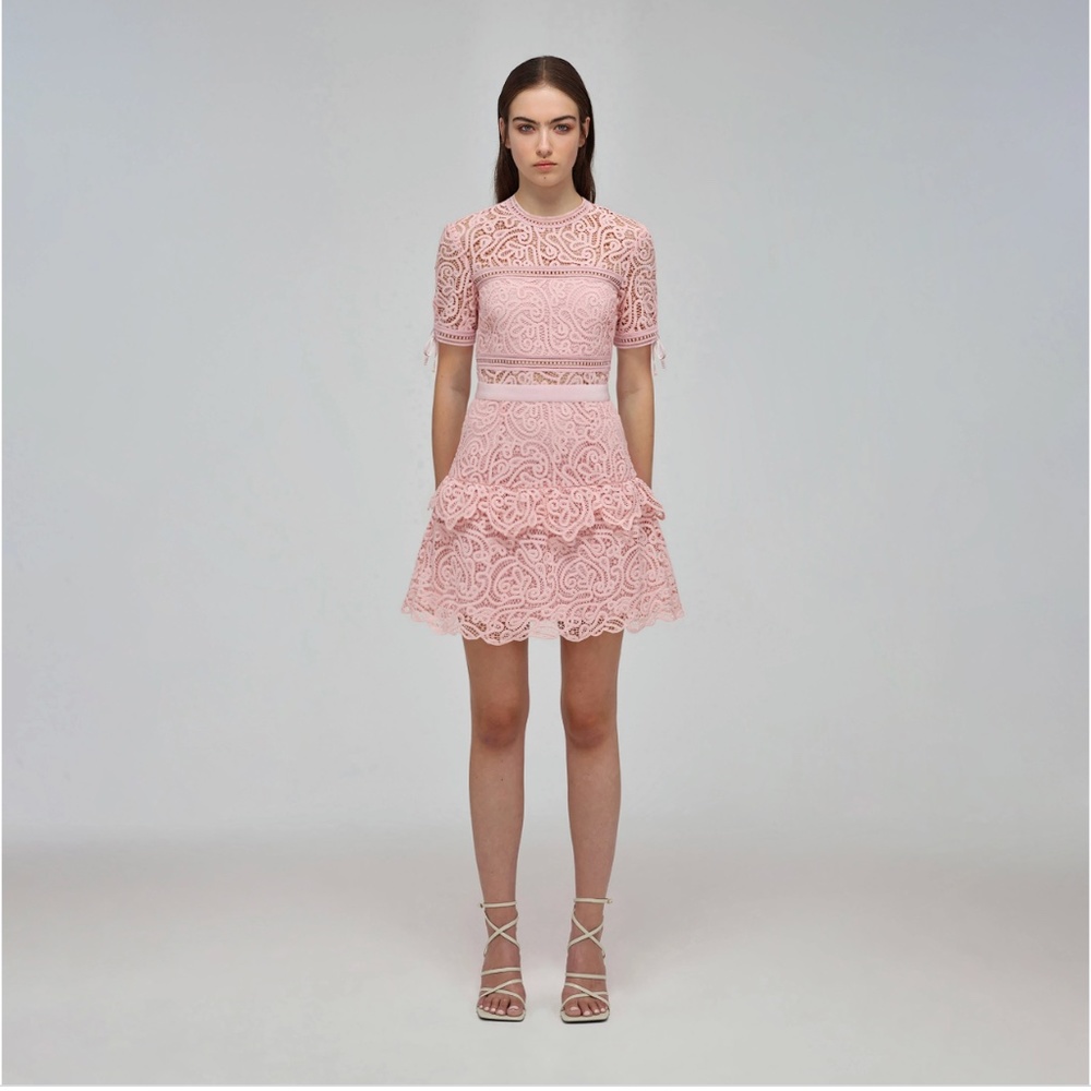 COPY - NWT/NIB  Self-Portrait Guipure Mini Dress - Size 0 - Pink Lace